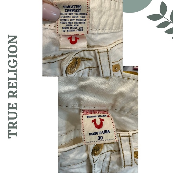 True Religion Wimen’s Off White Bootcut Jeans – Size 30 – Made in USA - Picture 11 of 12